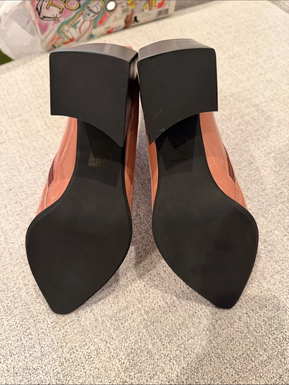 Jeffrey Campbell LA Siren Patent Pointed Block Heel Ankle Boots - Blush NIB